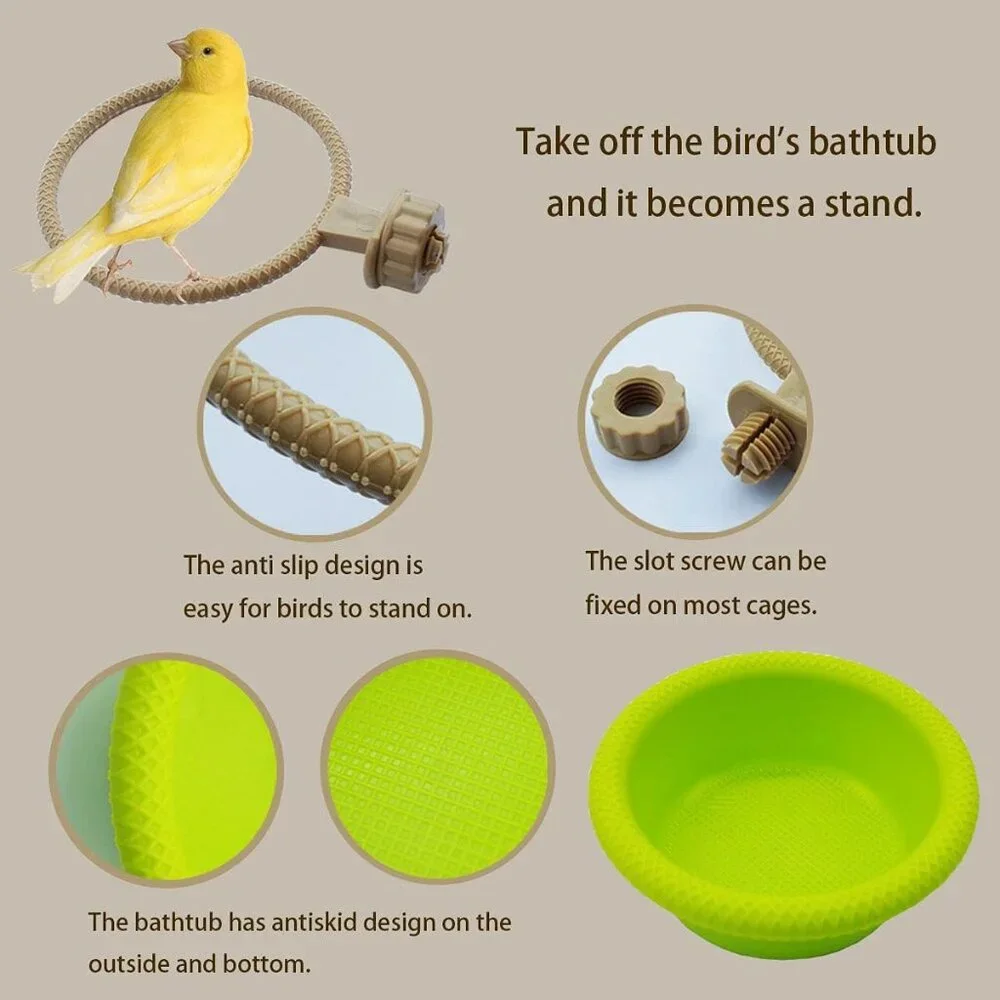Multi-Function Caged Bird Bath Bird Cage Parrot Supplies Bathing Tub for Canary